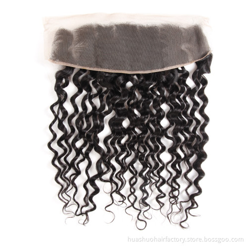 huashuo Highest Discounts Cambodian Water Wave Light Brown Virgin Fine Peruvian Hair Thin Skin 13 X 4 Lace Frontal